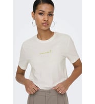 Only Kadın Bisiklet Yaka Boxy Fit Süet Dokulu Tişört - Milena (Beyaz)