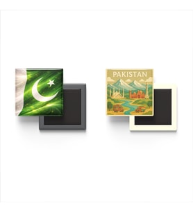Buzdolap Magnetleri - Pakistan Bayrağı ve Paper Cut Tema - 2'li Set Magneti
