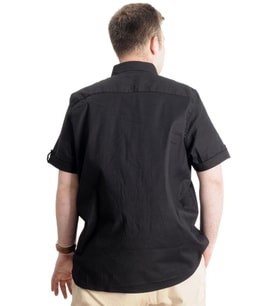 Mode XL Erkek Büyük Beden Gabardin Gömlek HUSTLE 23306 Siyah