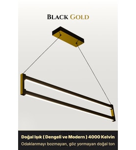Orion Gold Lineer LED Sarkıt Avize – Kumandalı Dim Edilebilir – Aşağı Işık