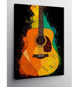 Kanvas Tablo Renkli Akustik Gitar