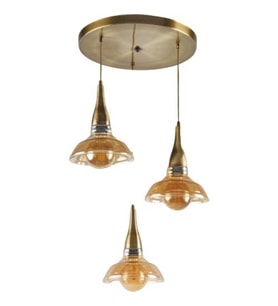 Mylight Retro Eskitme 40 cm Çaplı 3'lü Bal Camlı Sarkıt (Siyah)