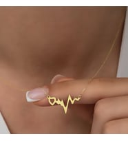 Kişiye Özel Minimalist Kalp Atışı Kolye 925K Gümüş (Gold)