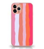PrintiFy Apple iPhone 11 Pro Max Kamera Korumalı Pudra Gökkuşağı Desenli Cam Kapak Pudra