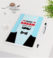 BK Gift Kişiye Özel Canım Babam Tasarımlı Beyaz Defter Kalem Seti - Model 5
