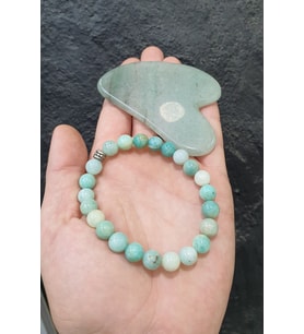 Amazonit Doğaltaş Bileklik ( Aventurin Gua Sha Hediyeli ) 8 Mm