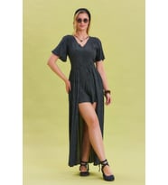 Boyundan Bağlamalı Pacası Lastikli Kadın Bohem Tulum (Çok Renkli)