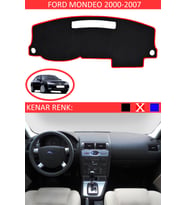 Ford Mondeo 2000-2007 İçin Uygun Torpido Koruma Halısı Siyah Kenar Renk Kırmızı