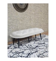 Ufo Oturak Bench - Siyah Boyalı Sivriltme Ayak - Oturak - Bench - Puf - Yatak Ucu Pufu Krem Renk 100 x 50 Boyut/Ebat (Çok Renkli)