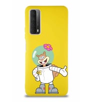 Huawei Y7A Soft Premier Kapak Sandy Tasarımlı Silikon Kılıf - Sarı (Şeffaf)