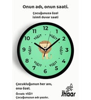 İsme Özel Sevimli Aslan Çocuk Odası Duvar Saati Orta Boy 30 cm Siyah Camlı Sessiz