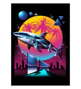 Rad Shark Tablo Ahşap Poster Dekoratif