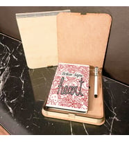 Heart Ahşap Kutulu Defter Kalem Set