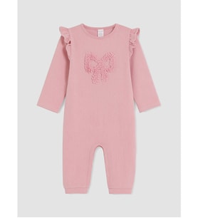 LCW baby Pembe Nakışlı Fırfırlı Kız Bebek Tulum