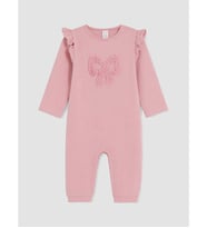 LCW baby Pembe Nakışlı Fırfırlı Kız Bebek Tulum