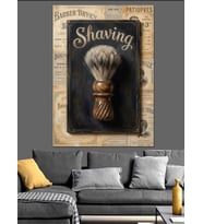 Shaving Yazılı Tıraş Fırçası Tabelası Dekoratif Kanvas - Mdf Ahşap Tablo