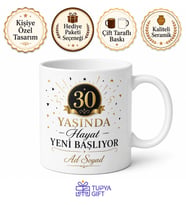 İsimli Kupa 30 Yaş Doğum Günü Özel Baskılı Hediye Bardak