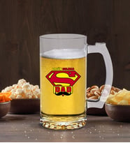 BK Gift Kişiye Özel Süper Baba Tasarımlı Cam Bira Bardağı 50cl-4 (Beyaz)