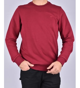 R2247 PAMUK BİSİKLET YAKA SWEAT  (Bordo)