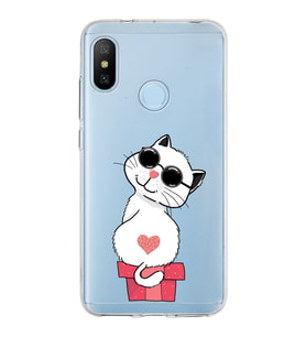 Xiaomi Mi A2 Lite Uyumlu Kapak Coolcat Tasarımlı Şeffaf Silikon Kılıf