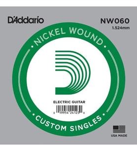 D'Addario NW060 Nickel Wound Elektro ve Akustik Gitar Tek Teli - .060 (Aksesuar)  Bariton ve Drop Akortlar İçin Özel Kalınlık, Derin Bas Frekansları ve Yüksek Mukavemet
