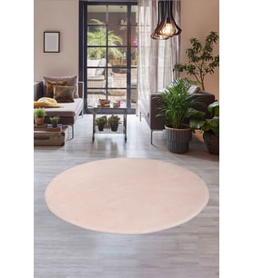 Dijidekor Peluş Halı Pembe Cool Yıkanabilir Yuvarlak Kesme Post Yolluk Kilim Salon Halısı Modelleri