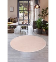 Dijidekor Peluş Halı Pembe Cool Yıkanabilir Yuvarlak Kesme Post Yolluk Kilim Salon Halısı Modelleri