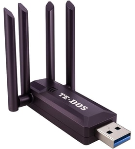 USB 3.0 Çift Bant WiFi Adaptörü 1200 Mbps 4 Antenli Yüksek Çekim Gücü 2.4GHz 5GHz Driver Gerektirmez Masaüstü ve Dizüstü Bilgisayar İçin Kablosuz Ağ Kartı TE-DOS TD-B701