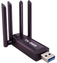 USB 3.0 Çift Bant WiFi Adaptörü 1200 Mbps 4 Antenli Yüksek Çekim Gücü 2.4GHz 5GHz Driver Gerektirmez Masaüstü ve Dizüstü Bilgisayar İçin Kablosuz Ağ Kartı TE-DOS TD-B701