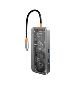 ALLY 8in1 Type-c To USB3.0 + USB2.0 + Type-c + PD + HDMI + SD + TF + Ethernet Çoğa - tygo6315-107 (Şeffaf)