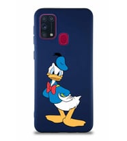 Samsung Galaxy M31 Soft Premier Kapak Donald Duck-D Tasarımlı Silikon Kılıf - Lacivert (Şeffaf)