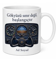 Uçak Pilotu Kokpit Kumandaları Gökyüzü Fatihi Kupa Bardak Hediye