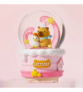 Sevimli Kapibara Büyük Boy Püskürtmeli Müzikli Işıklı Kar Küresi (Pembe)