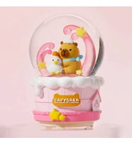 Sevimli Kapibara Büyük Boy Püskürtmeli Müzikli Işıklı Kar Küresi (Pembe)