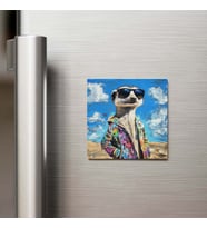 Meerkat - Mirket - Güneş Gözlüklü Style - Buzdolap Magneti - 9x9 Cm