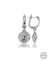 Swarovski Crystal Kadın Beyaz Sallantılı Gümüş Küpe