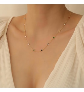 925 Ayar Gümüş Renkli Taşlı Tiffany Kolye