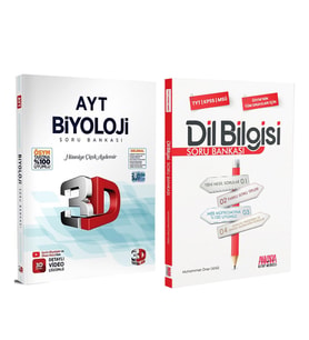 3D AYT Biyoloji ve AKM Dil Bilgisi Soru Bankası Seti 2 Kitap
