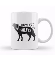 Retro Animal Wolf Beware Of Wolves Black Kupa Bardak Porselen