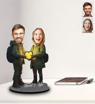 Kişiye Özel Sevgili Tasarımlı Karikatür İki Katmanlı Ahşap Biblo Model-44