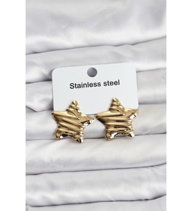 316L Çelik Gold Renk Yıldız Model Kadın Küpe 5886