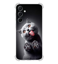 PrintiFy Samsung Galaxy A55 Uyumlu Kedi 2 Baskılı Şeffaf Köşe Korumalı Antişok Kılıf