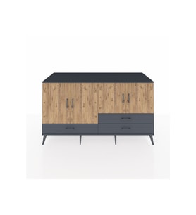 Kronos Konsol 5 Raflı 3 Çekmeceli 4 Kapaklı 176x59x99 Antrasit-Çam/Antrasit