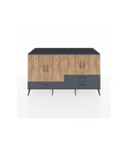Kronos Konsol 5 Raflı 3 Çekmeceli 4 Kapaklı 176x59x99 Antrasit-Çam/Antrasit