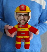 BK Gift Kişiye Özel Fotoğraflı İtfaiyeci Bebek Yastık-1 (Beyaz)