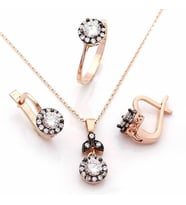 925 Ayar Gümüş Zirkon Taşlı Rose Model Set