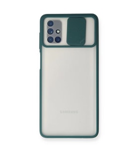 Samsung Galaxy M51 Kılıf Palm Buzlu Kamera Sürgülü Silikon - Yeşil