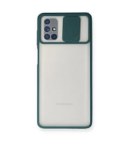 Samsung Galaxy M51 Kılıf Palm Buzlu Kamera Sürgülü Silikon - Yeşil
