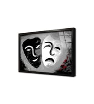 Siyah ve Beyaz Maske Çerçeveli Cam Tablo