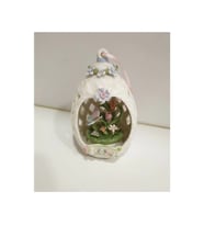 Capodimonte Çiçekli Porselen Dekoratif Biblo 11x5cm, fiyonklu